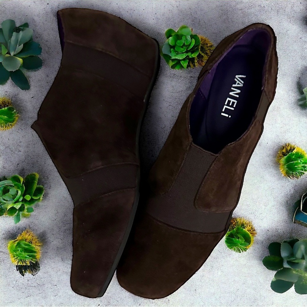 VanEli shoes Size 6 brown purple collection suede leather slip on flat shoes